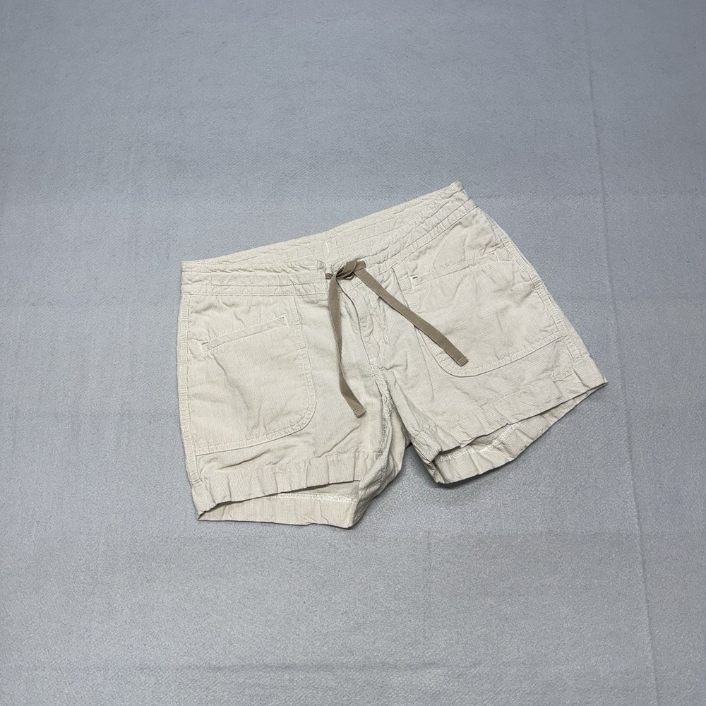 Y2K The North Face Larisen Womens Shorts 6 Tan Linen Blend Drawstring Casual